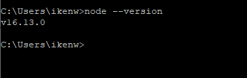 response of the node --version command