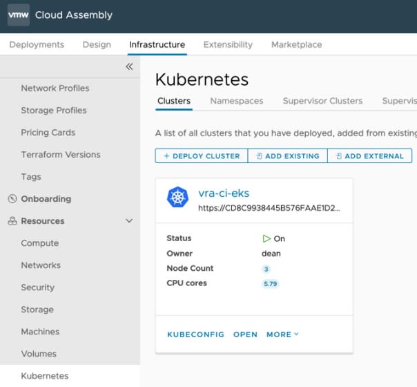 vRA EKS - Cloud Assembly - Kubernetes Endpoint