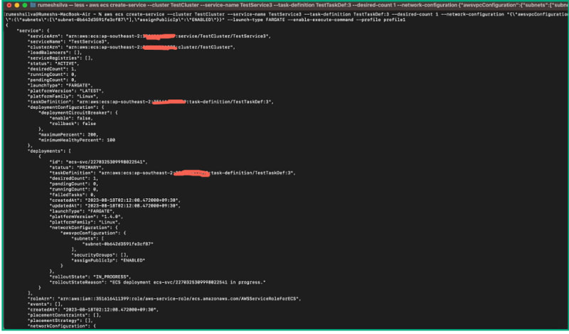 Enabling exec for a new service