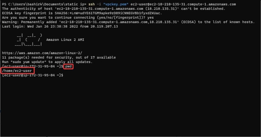 Connected EC2 instance