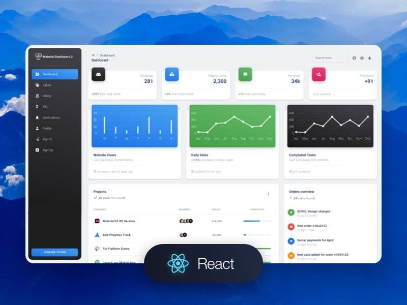 Material Dashboard React - Free Template.