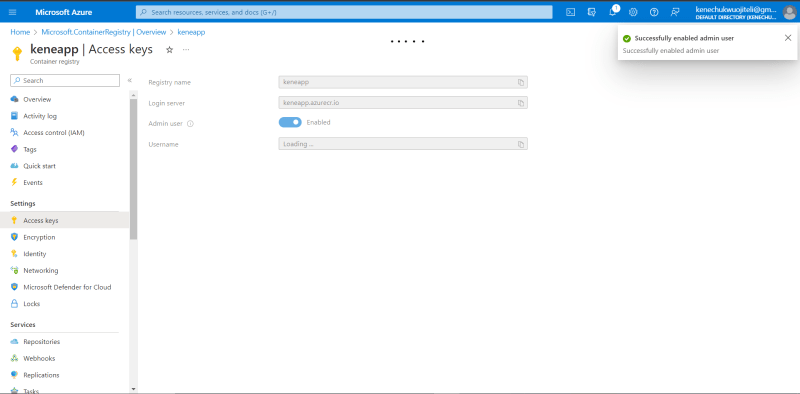 Enable admin user