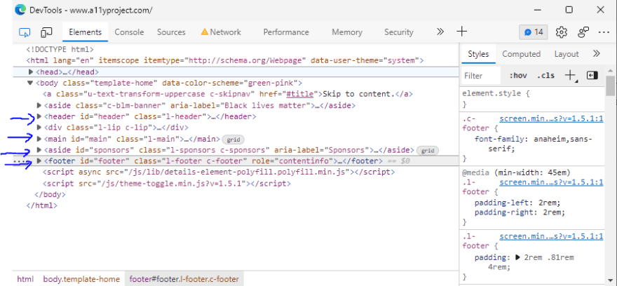 A11Y HTML code