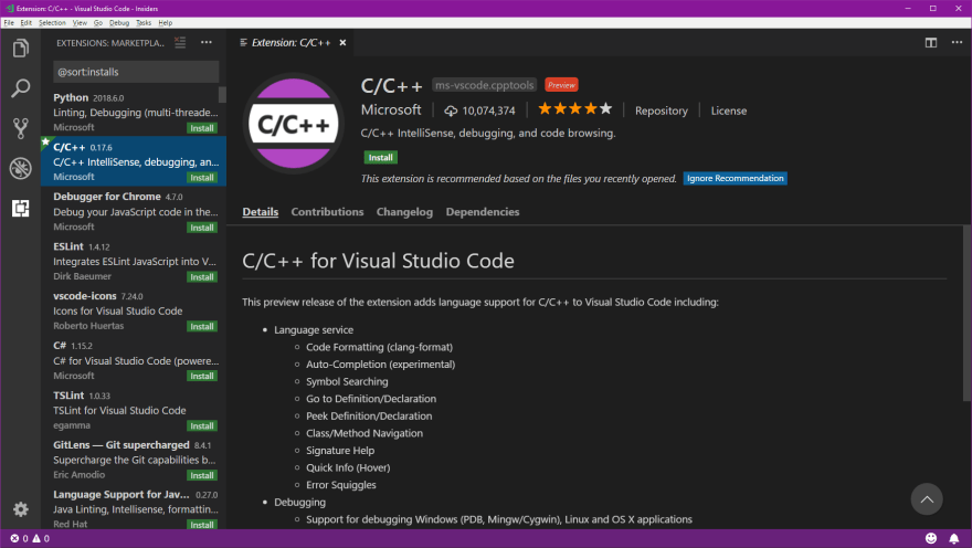 visual studio code c