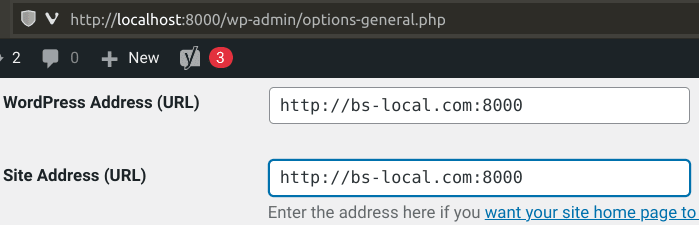 Screenshot of WordPress admin general settings