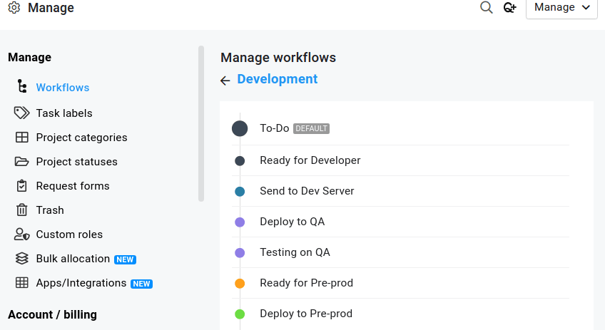 Manage workflows