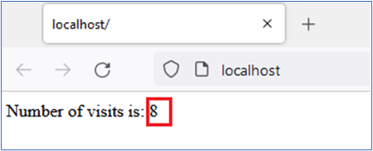 1.3.4 Browser - localhost - number of visits 8