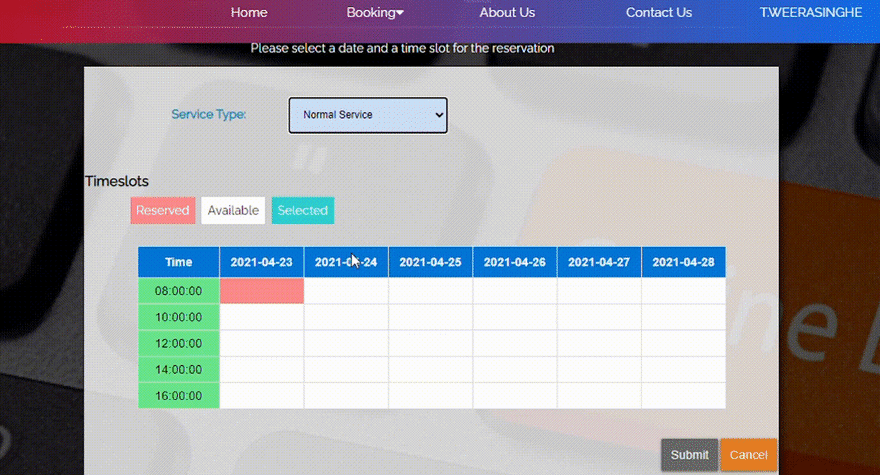 The customer reservation system