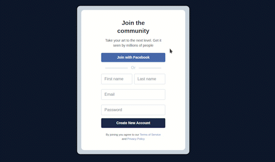Demo of SignUp Form