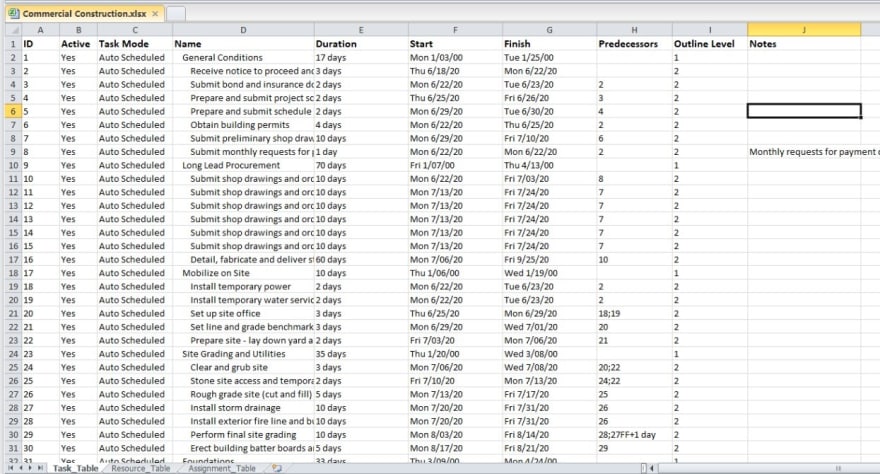 exporting ms project to excel