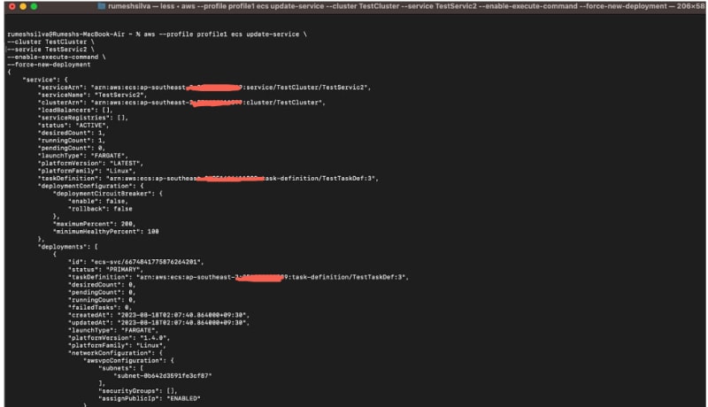 Enable Exec on existing ECS Service
