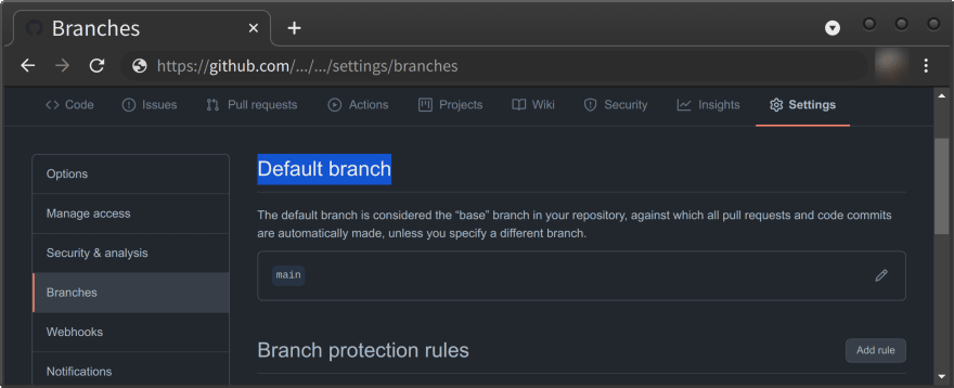 github rename branch