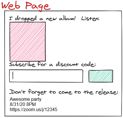 Bandcamp widget wireframe