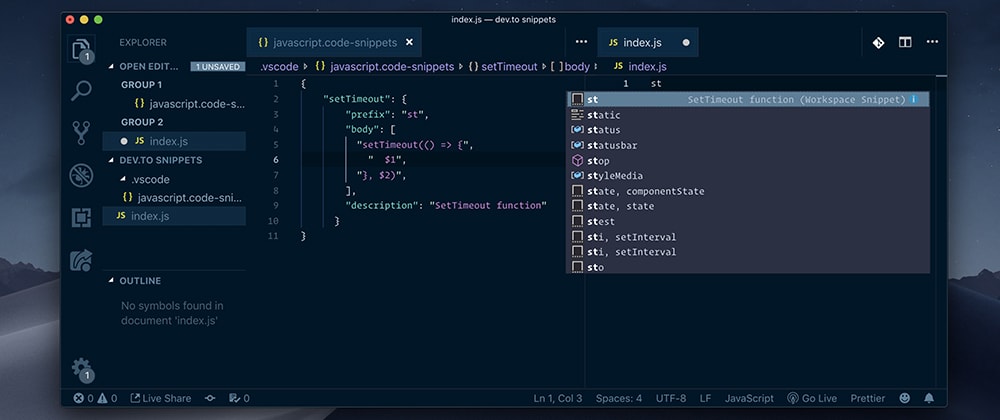 Cover image for Use snippets in VS Code, to boost your productivity and simplify your work!