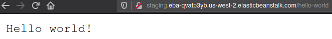 Browser com tela mostrando Hello world!