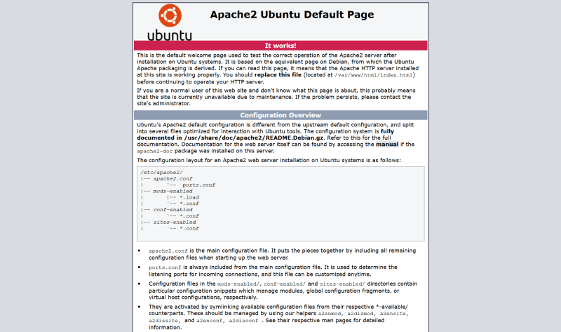 Apache landing page