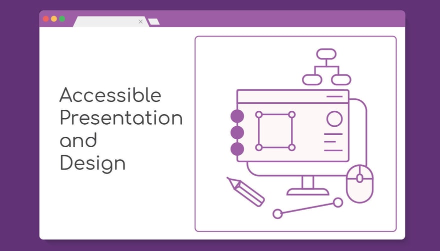 line drawing of individual design elements on a web page with mouse, pencil and tree structure icons around
