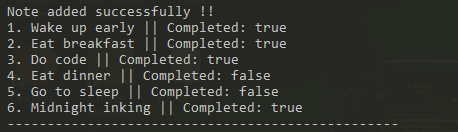Output : addNote() function