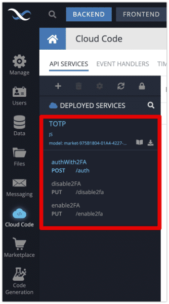 TOTP Service in Backendless