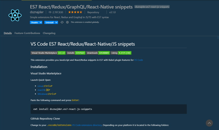 ES7 React/Redux/GraphQL/React-Native Snippets