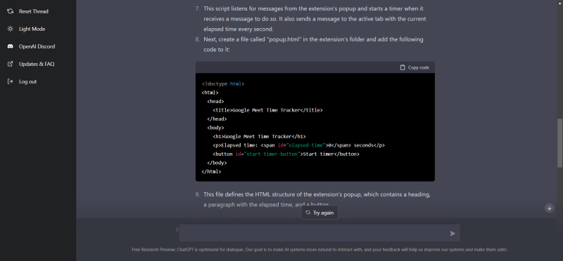 chatGPT screenshot
