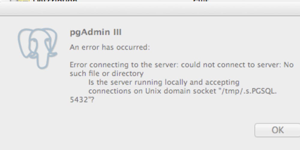 Pgsql connection error. Mac os Error.