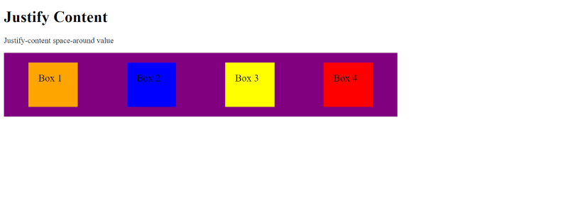 Four boxes aligned evenly throughout a larger box.