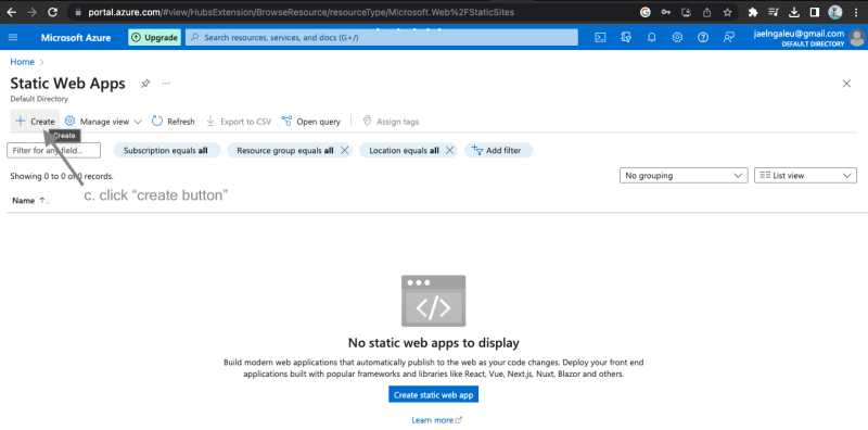 Create button