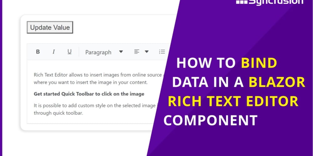 How to bind data in a blazor rich text editor component devforce one