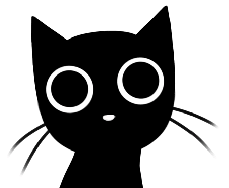 An illustration of a black cat staring at you