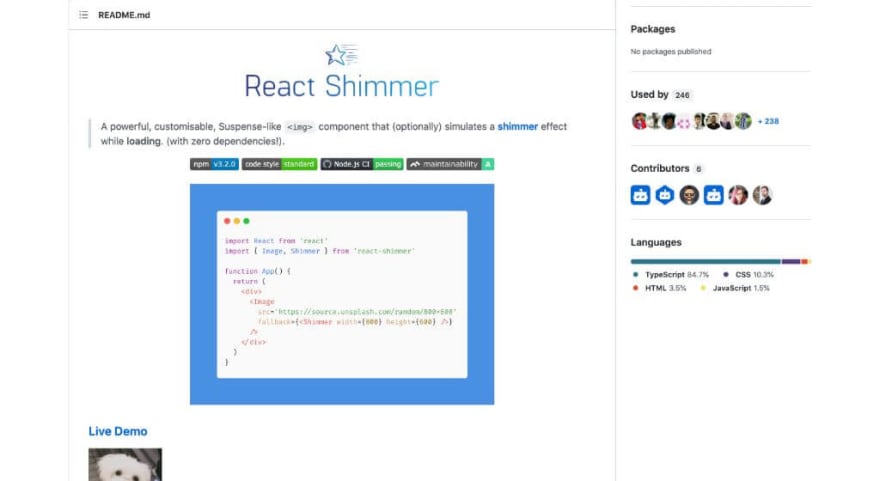 React Shimmer