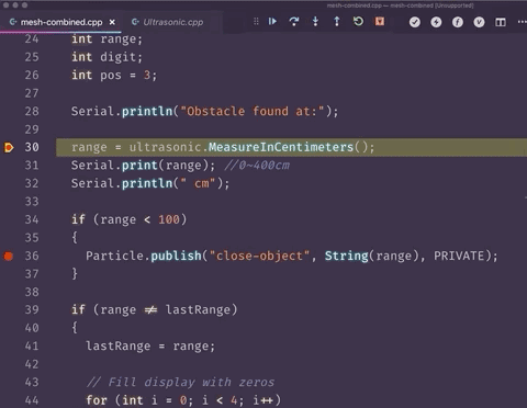 Gif of step debugging into a library function