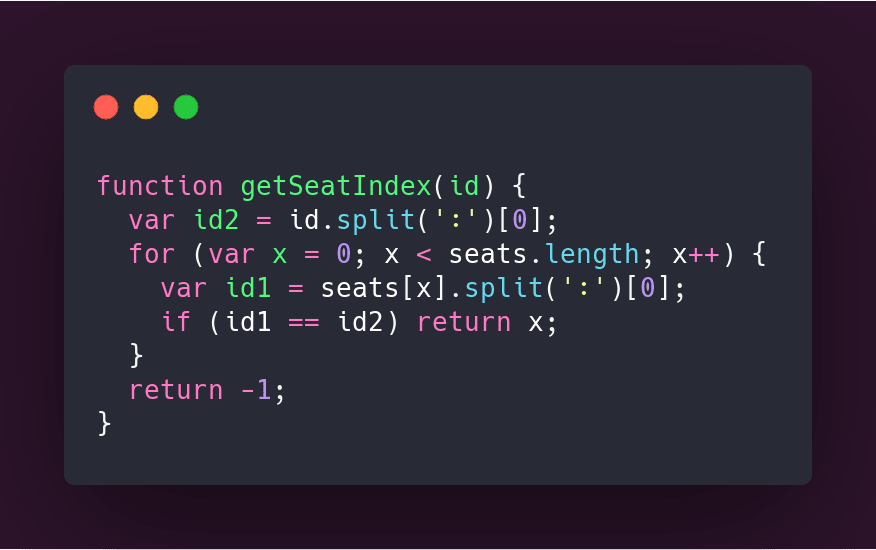 getSeatIndex function code