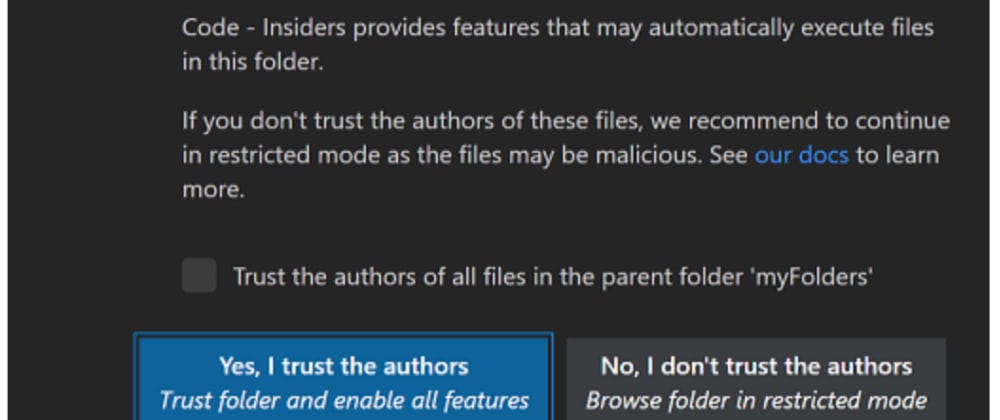 Cover image for Visual Studio Code adds Workplace Trust on May 2021 Version