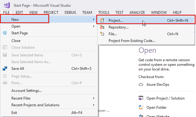Create New VS Project