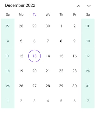 Weekend Dates in .NET MAUI Calendar