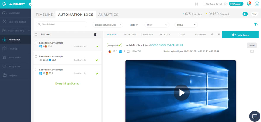 Selenium test automation