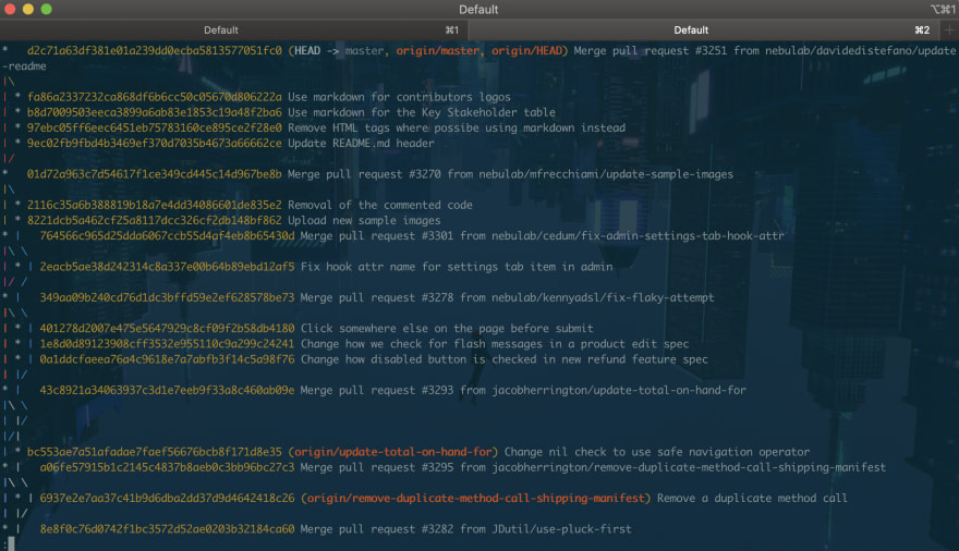 Screenshot of git in my terminal!