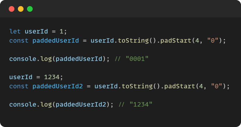 Creating User IDs with padStart()