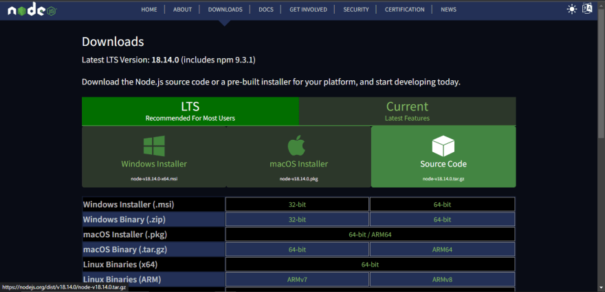 Descargar NodeJS