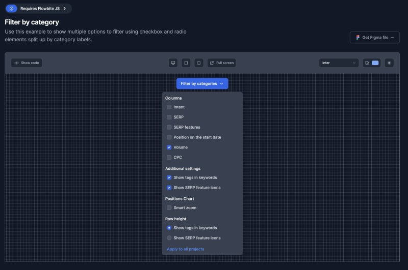 Tailwind CSS filter by category