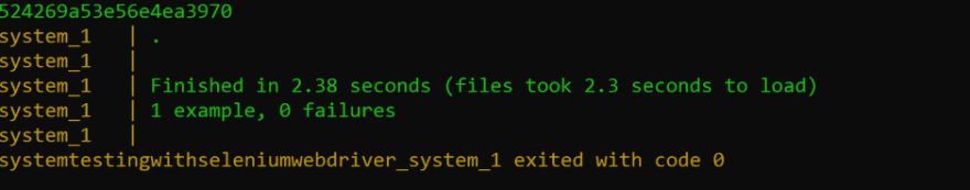 Test results in terminal