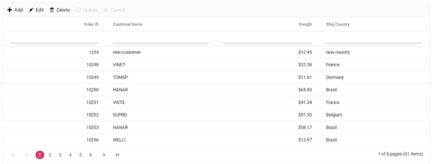 Inserting data in React DataGrid