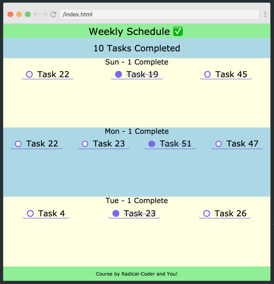 Weekly Schedule app