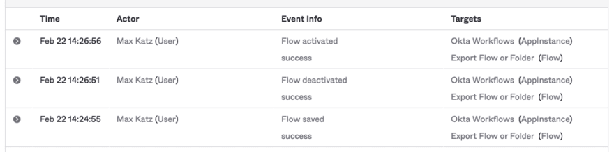 System Log events