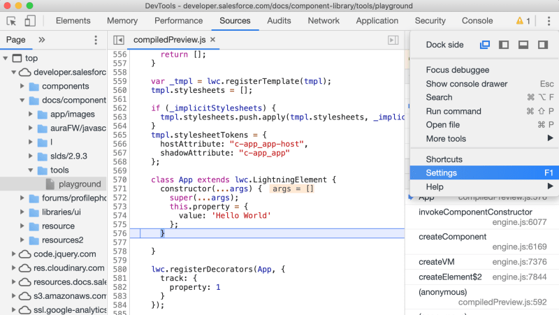 Open Web Inspector Settings