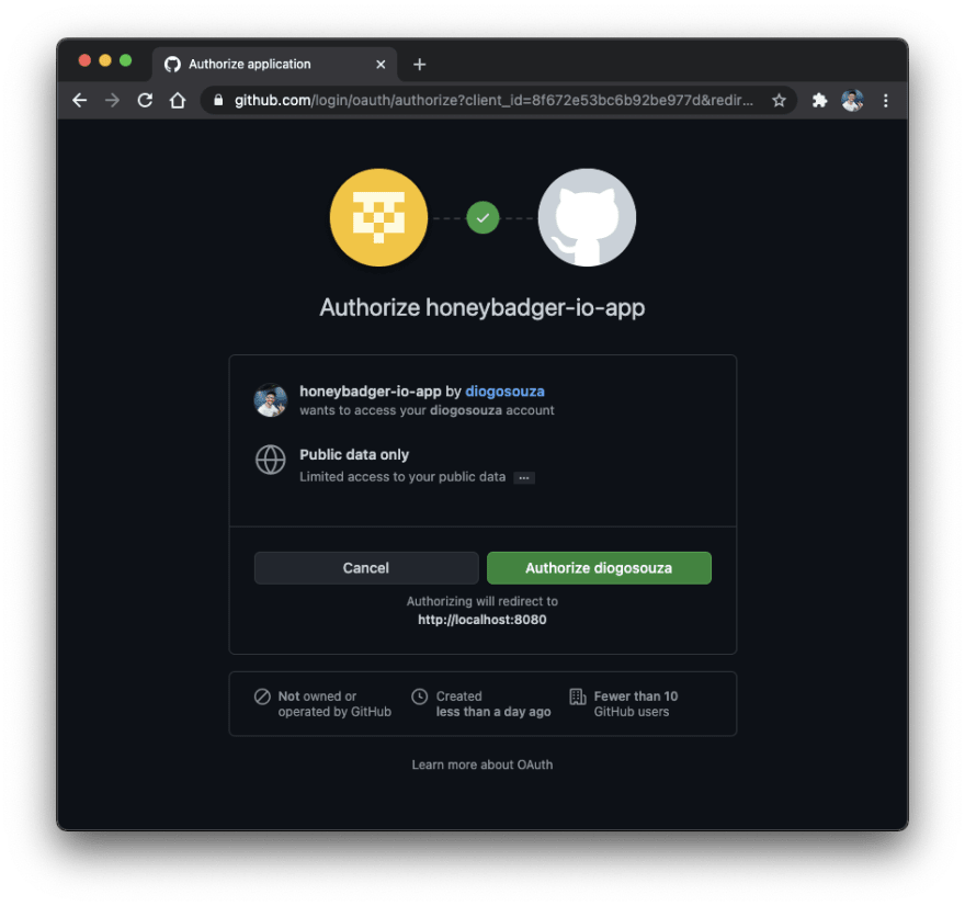 GitHub authorization page