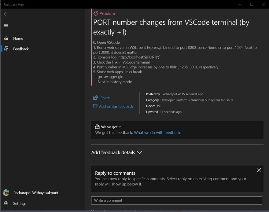 PORT number changes from VSCode terminal (by exactly  1) - DEV Community