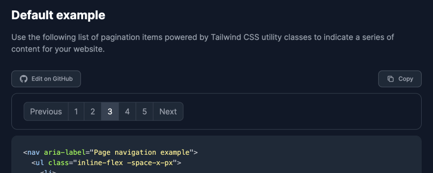 Tailwind CSS pagination dark mode