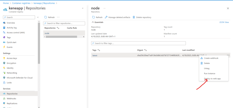 Deploy to web app